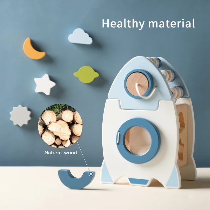 Ensemble de jouets 5 en 1 en bois pour fusée