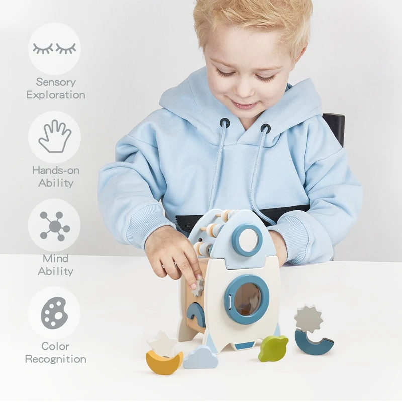 Ensemble de jouets 5 en 1 en bois pour fusée