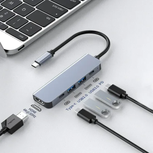 530623817 Adaptador 5 en 1 Tipo-C a HDMI USB C HUB 4K30Hz
