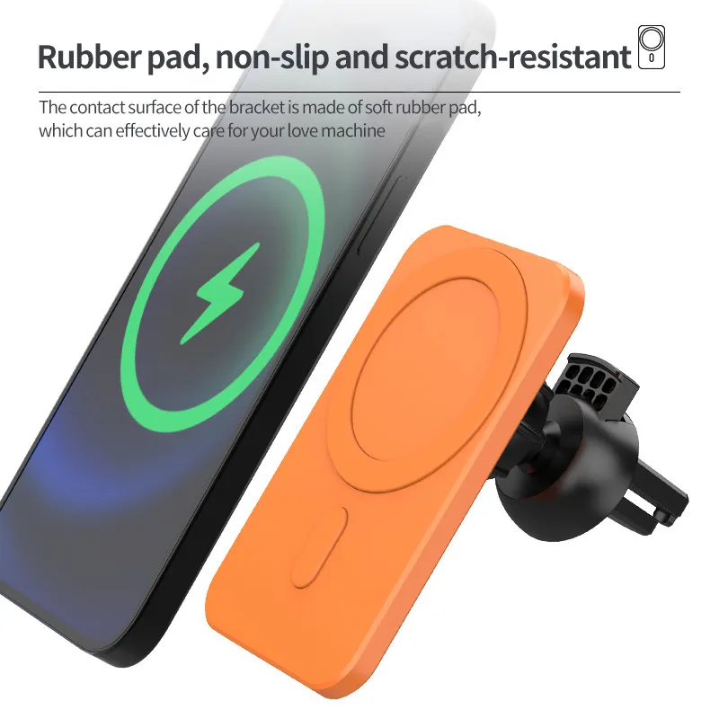 Support de téléphone magnétique sans fil pour voiture 15 W Magsafe