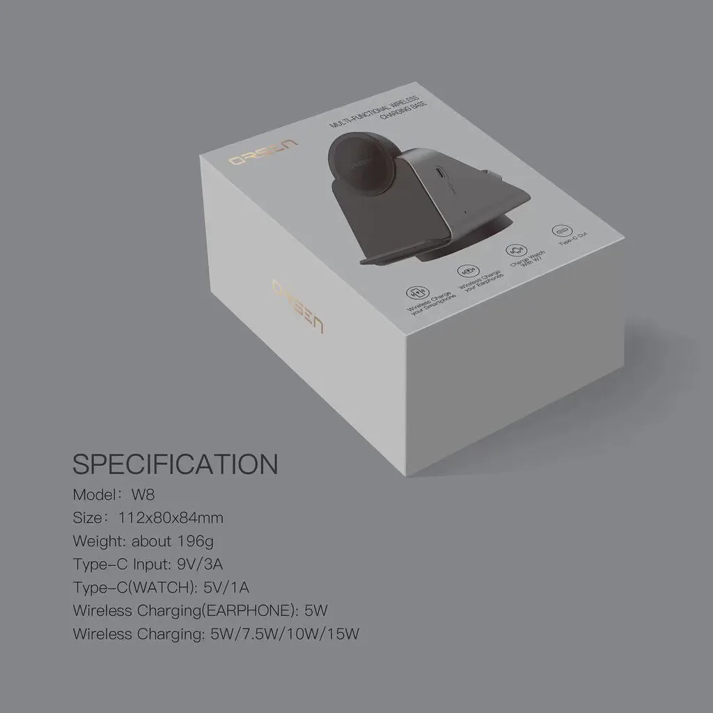 ORSEN: Carregamento sem fio W8 Wireless 3in1