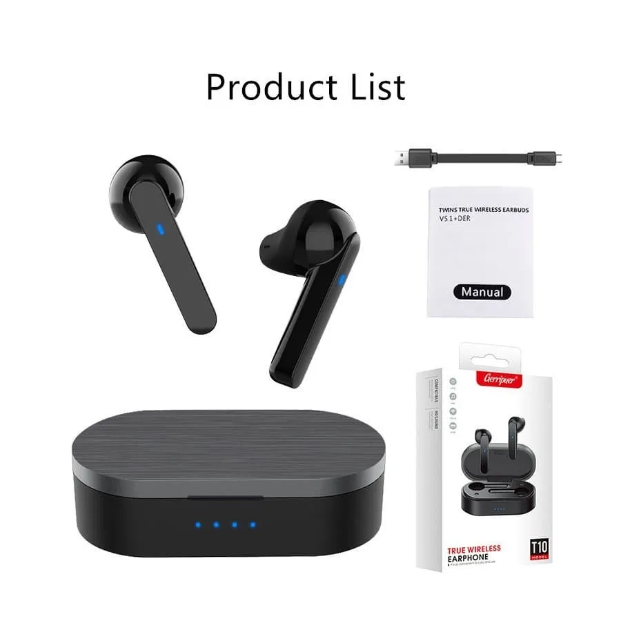 mini &eacute;couteurs intra auriculaires sans fil bluetooth sport 5.0 casque t10