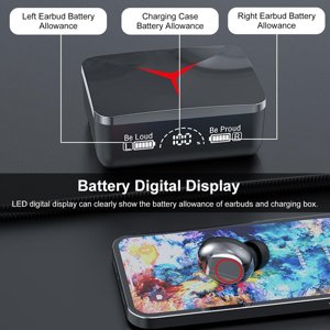 audífonos inalámbricos bluetooth led m90pro caja deslizante de efecto brillante