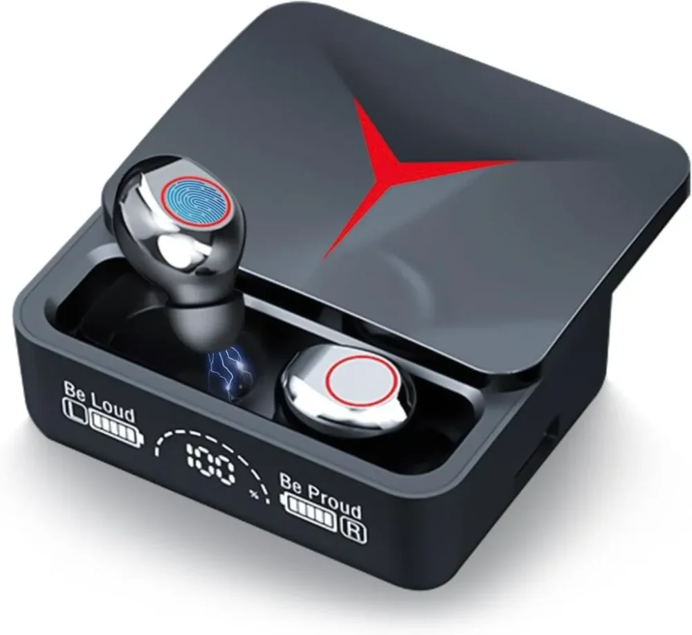 audífonos inalámbricos bluetooth led m90pro caja deslizante de efecto brillante