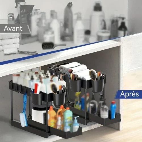 support de rangement coulissant pour &eacute;vier de cuisine