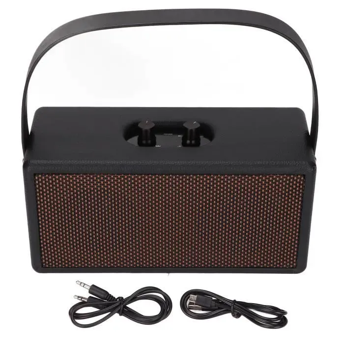 enceinte bluetooth rétro en bois d30 ? son premium, finition cuir & design vintage enceinte bluetooth rétro en bois d30 ? son premium, finition cuir & design vintage