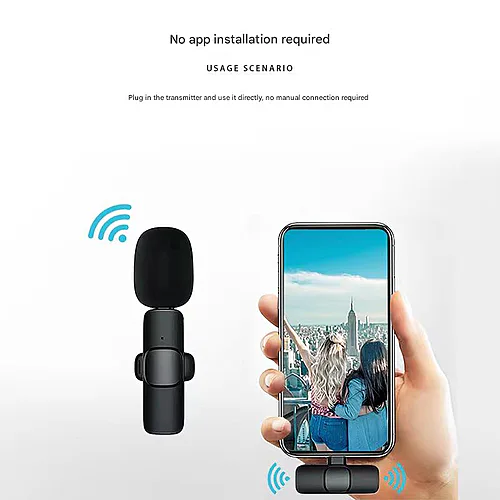 image Micrófono inalámbrico Lavalier para teléfono móvil con reducción de ruido