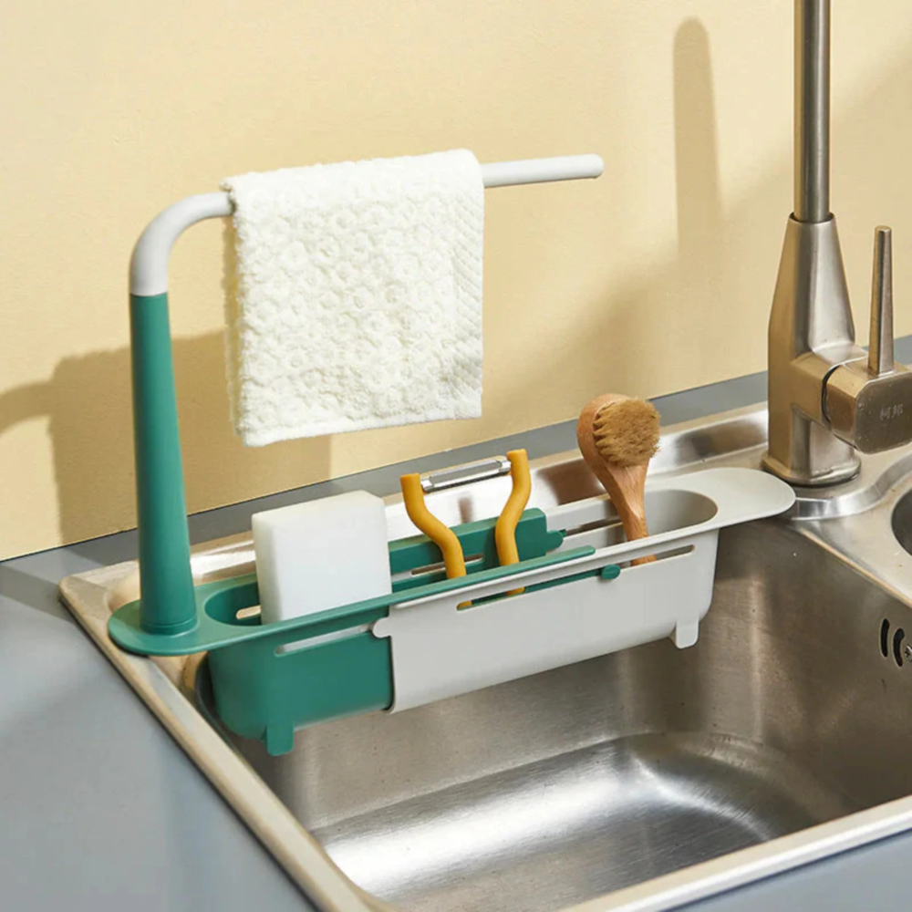 Estante de almacenamiento retráctil para fregadero de cocina
