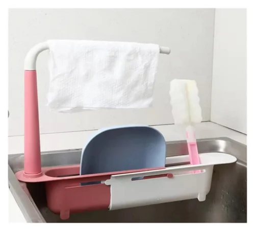 Retractable storage shelf for kitchen sink