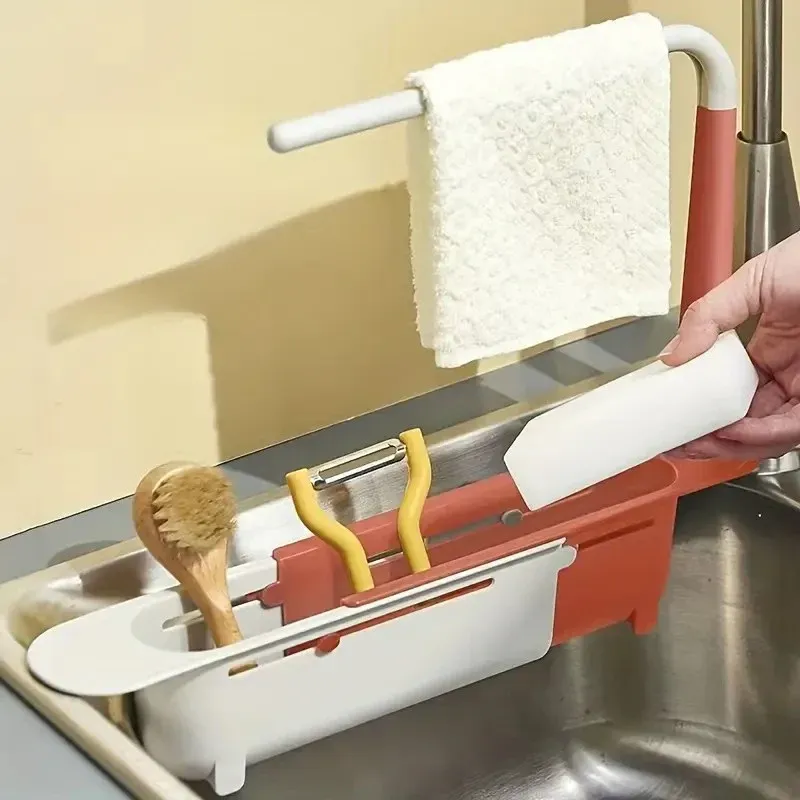 Estante de almacenamiento retráctil para fregadero de cocina