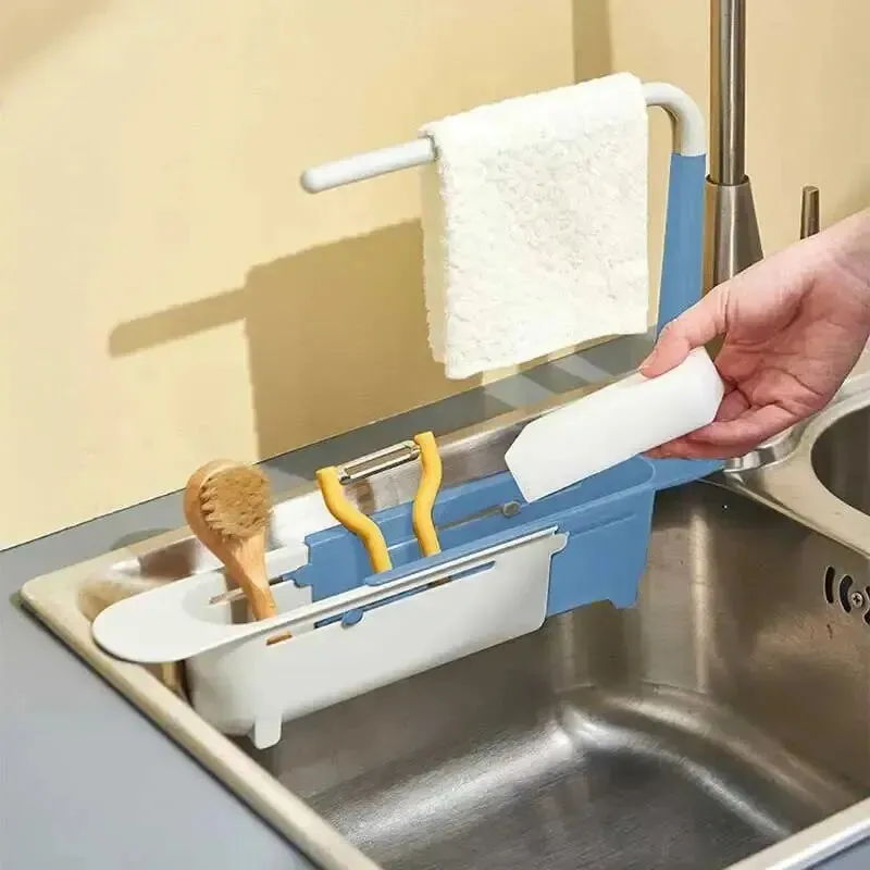 Estante de almacenamiento retráctil para fregadero de cocina