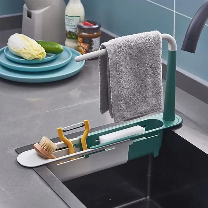 Estante de almacenamiento retráctil para fregadero de cocina