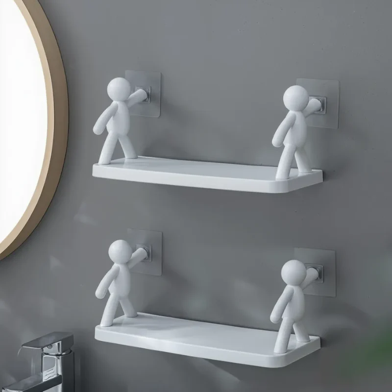 Small Man Seamless Wall Storage Shelf Kitchen Bathroom Hook Without Perforation Self Adhesive Hanging Small Man Seamless Wall Storage Shelf Kitchen Bathroom Hook Without Perforation Self Adhesive Hanging