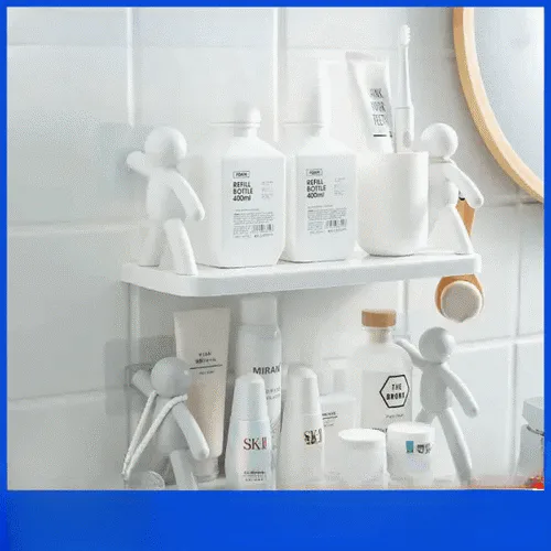 tempImageEHFkde_cleanup Pequeño hombre estante de almacenamiento de pared sin costuras Gancho de baño de cocina sin perforación Colgante autoadhesivo