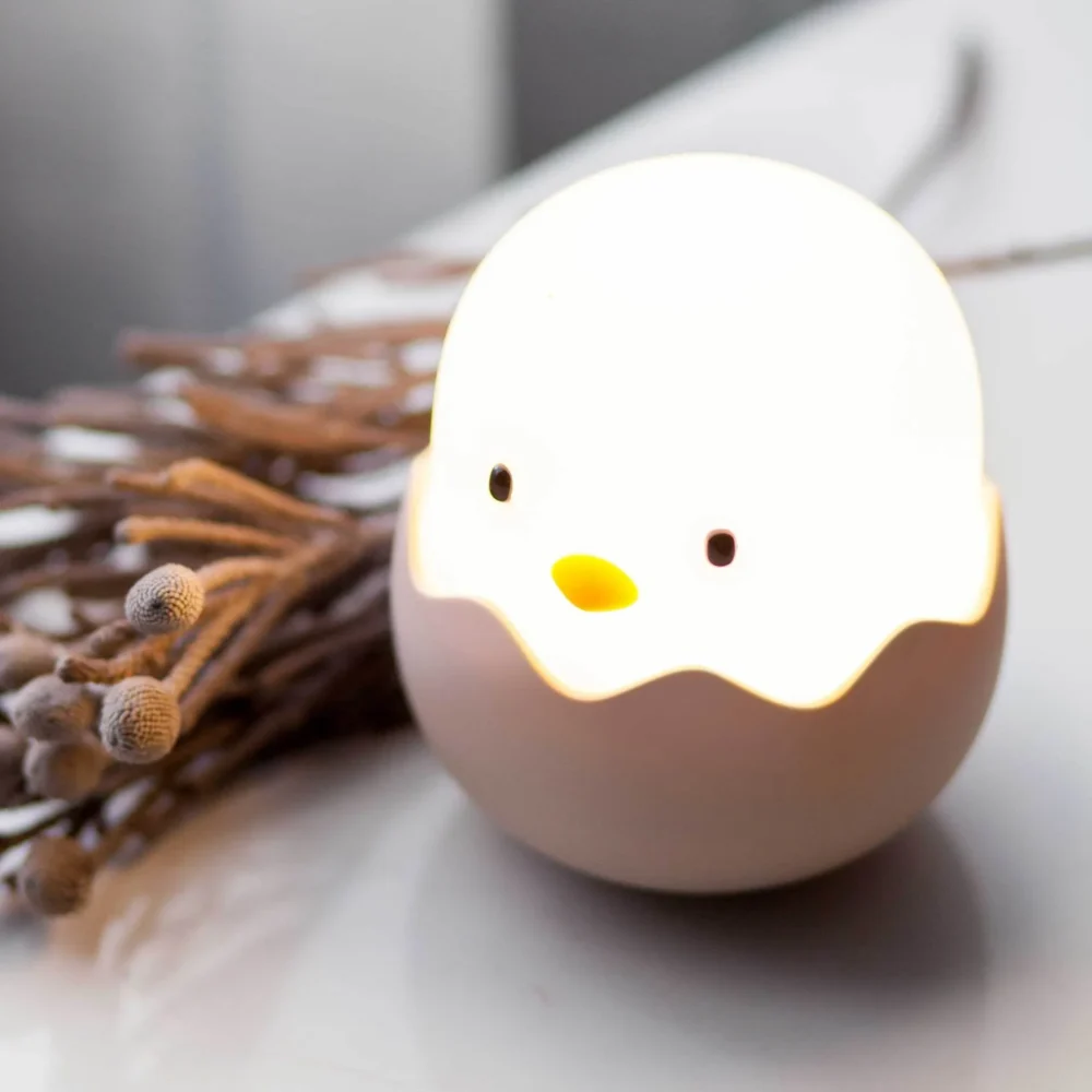 veilleuse enfants dessin animé créatif coquille d'oeuf poussin lampe en silicone usb chambre rechargeable 
