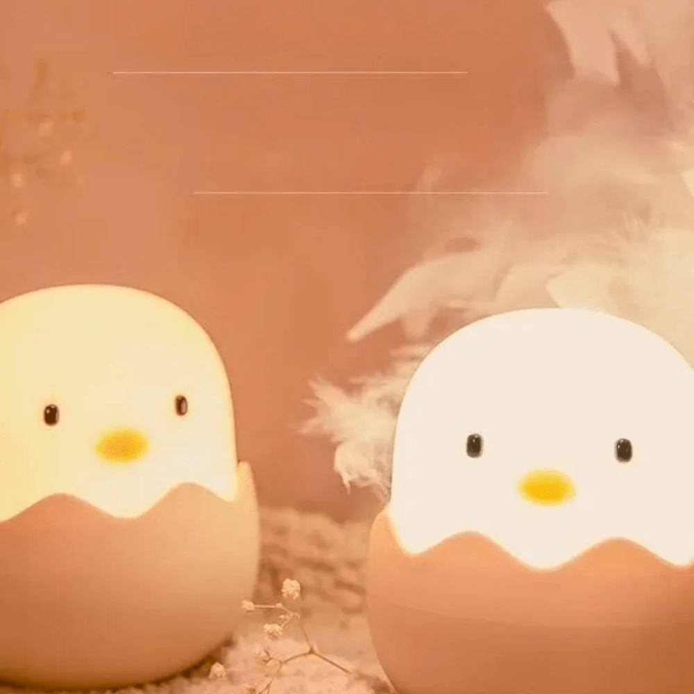 veilleuse enfants dessin animé créatif coquille d'oeuf poussin lampe en silicone usb chambre rechargeable 