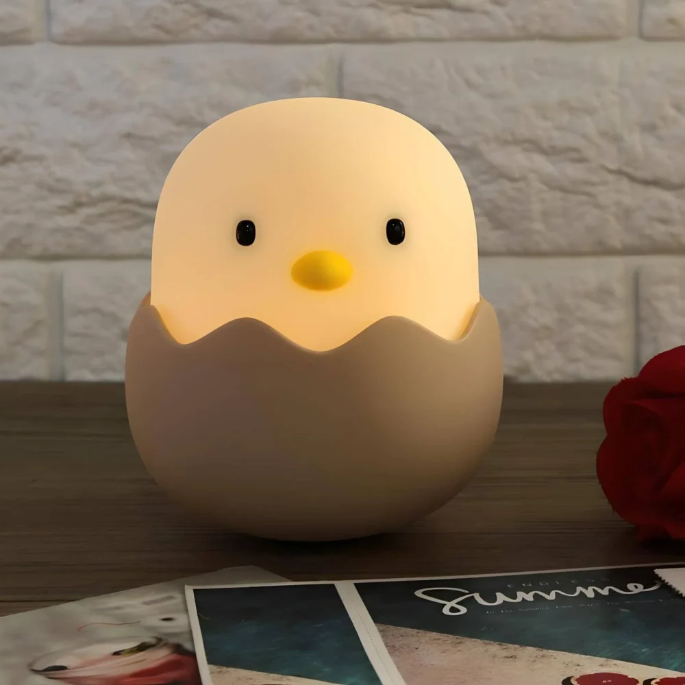 veilleuse enfants dessin animé créatif coquille d'oeuf poussin lampe en silicone usb chambre rechargeable 