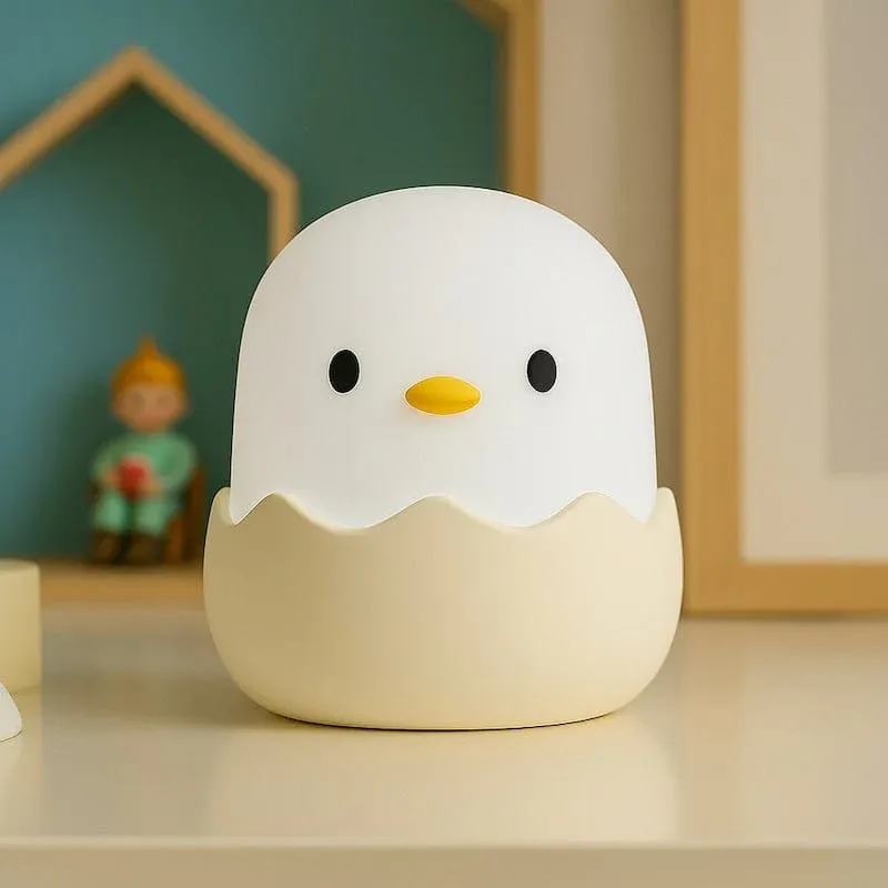 veilleuse enfants dessin animé créatif coquille d'oeuf poussin lampe en silicone usb chambre rechargeable 