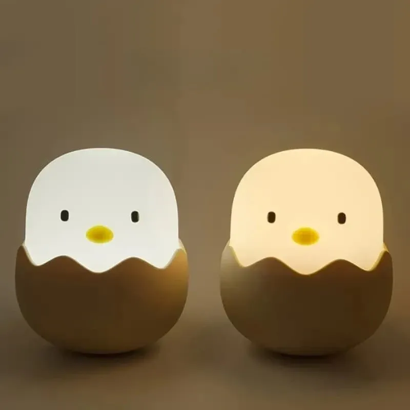 veilleuse enfants dessin animé créatif coquille d'oeuf poussin lampe en silicone usb chambre rechargeable 