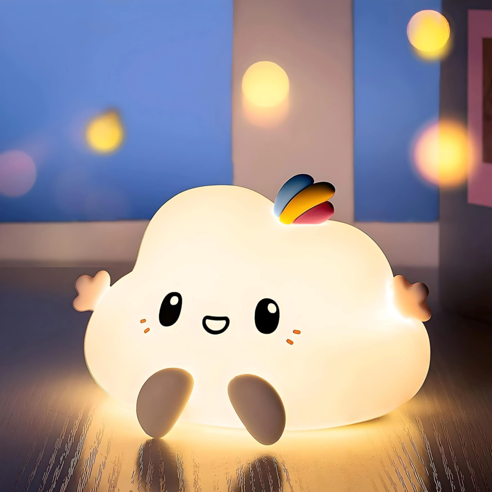 可爱创意微笑云彩硅灯充电夜光,远程控制 可爱创意微笑云彩硅灯充电夜光,远程控制