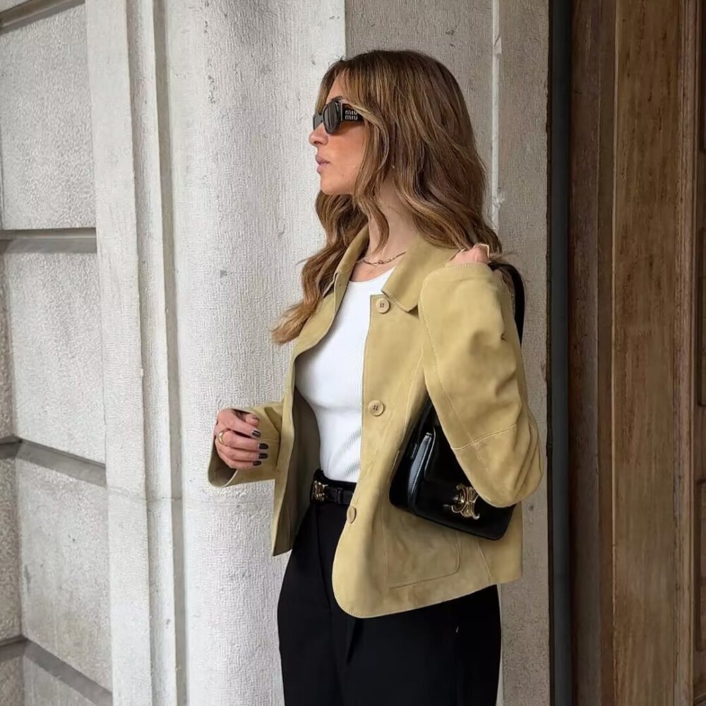 veste en daim à double poche tendance pour femme veste en daim à double poche tendance pour femme