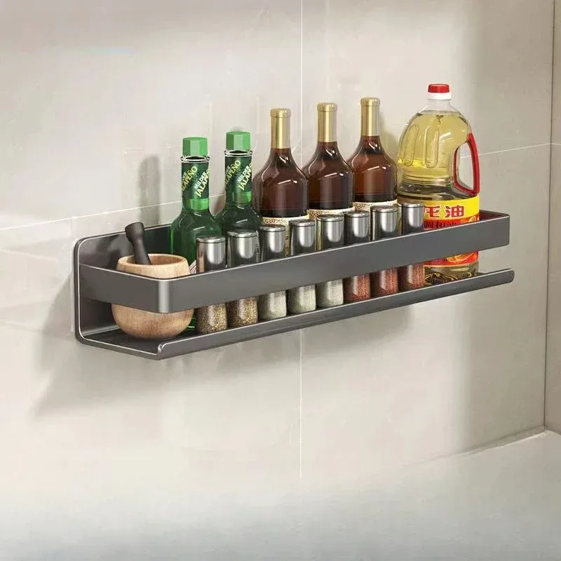 Estante de almacenamiento de pared de armario multifuncional para cocina, sin perforación, para condimentos