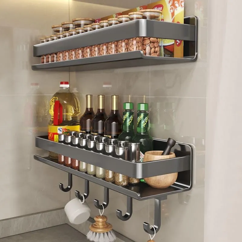 Estante de almacenamiento de pared de armario multifuncional para cocina, sin perforación, para condimentos