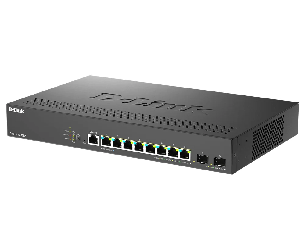 switch d link dms 1250 10sp 10 ports D-Link-Switch DMS-1250-10SP mit 10 Anschlüssen
