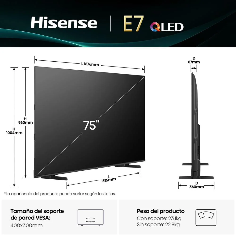 téléviseur hisense qled 4k uhd de 75 pouces Televisor Hisense QLED 4K UHD de 75 polegadas