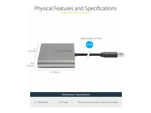 adaptateur usb 3.0 vers 4x hdmi USB 3.0 to 4x HDMI Adapter