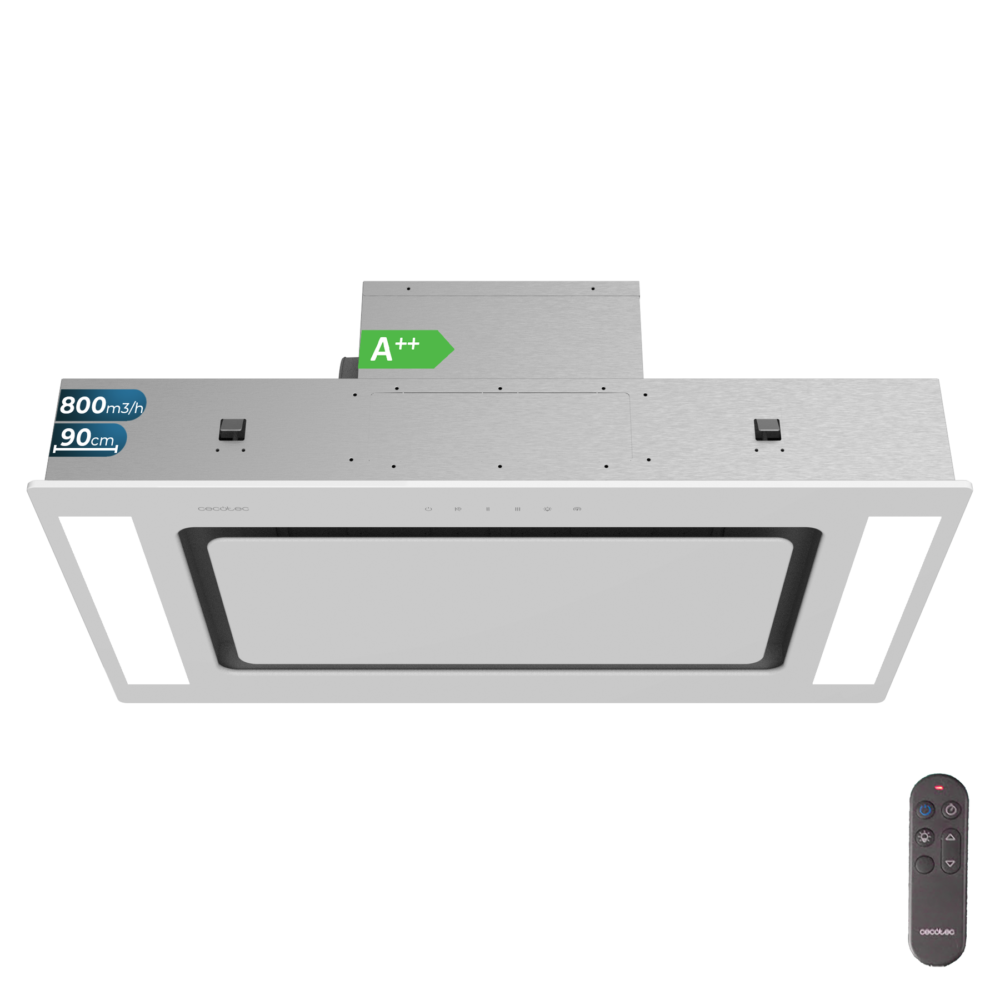 hottes aspirantes encastrables cecotec bolero flux tir 908000 glass white a++ Hottes aspirantes encastrables