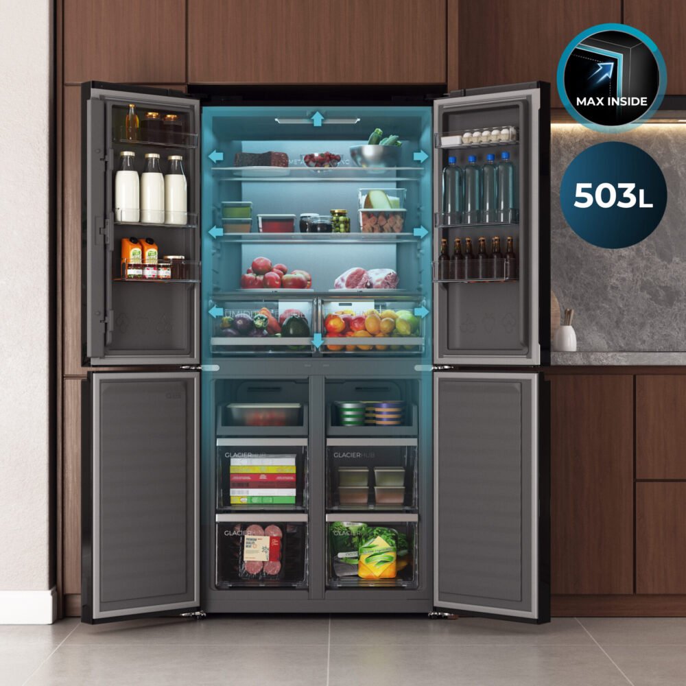 refrigerador cecotec bolero coolmarket 4d 503 vidro preto d refrigerador
