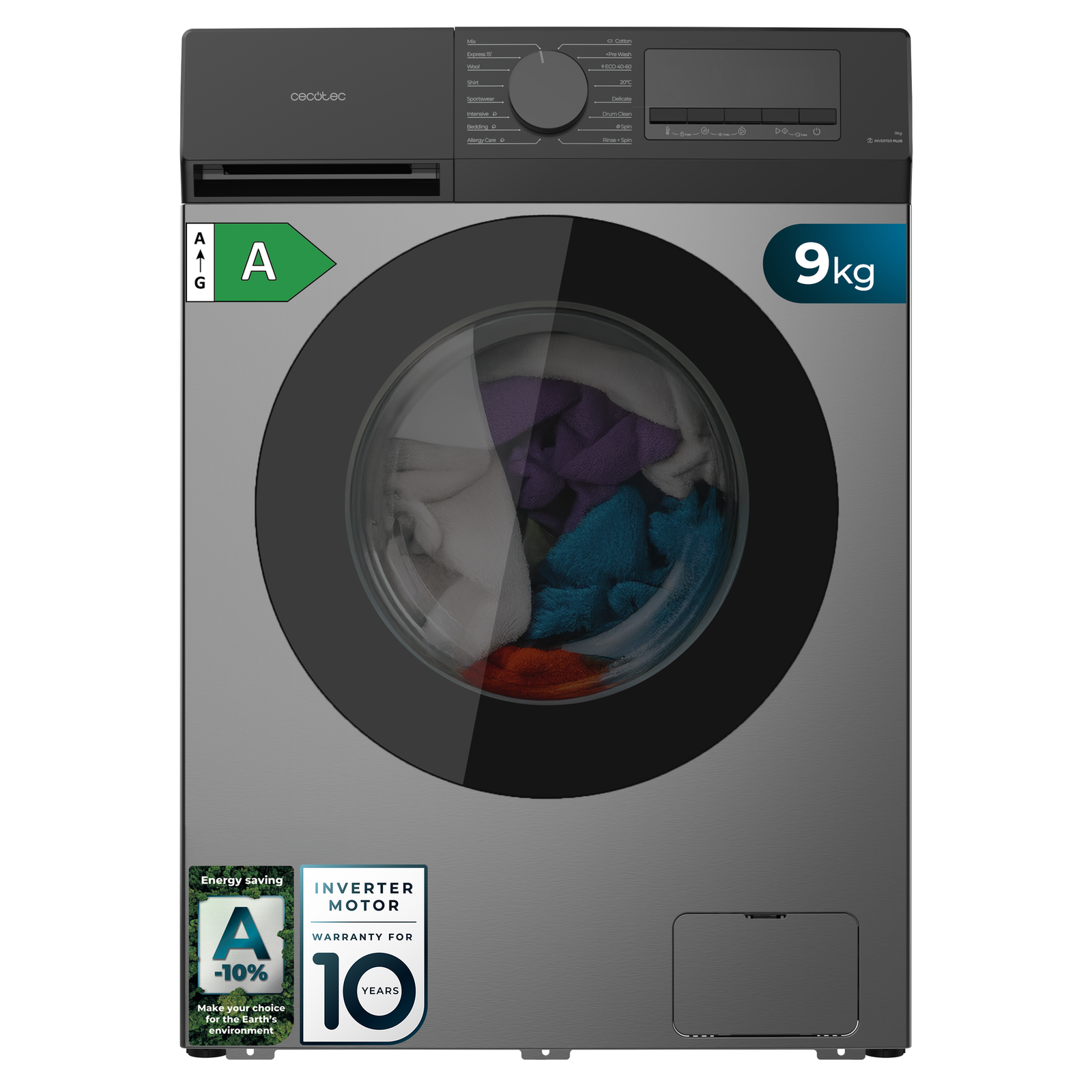 lave linge cecotec bolero dresscode 9450 inverter steel Lave-linge