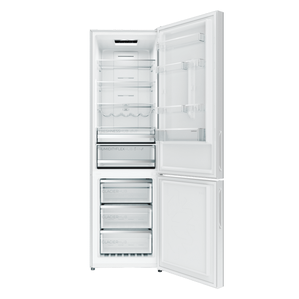 réfrigérateur cecotec bolero coolmarket combi 356i white glass d Kühlschrank