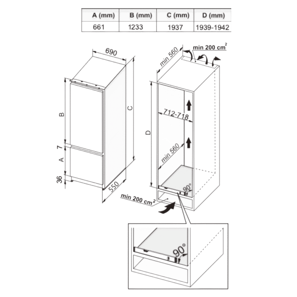 frigorífico cecotec bolero coolmarket combi bi d flw 341 e refrigerador