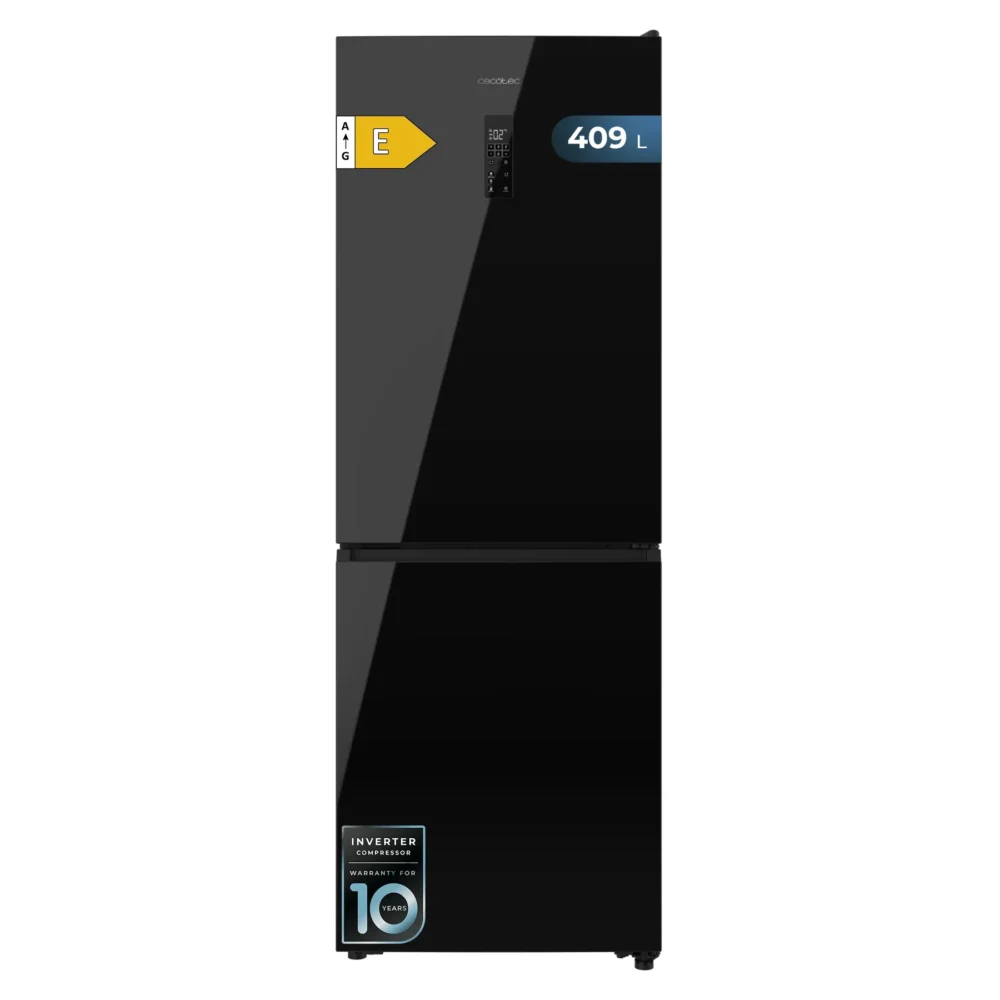 bolero coolmarket combi 409 black glass e 59,5x68x185 cm Réfrigérateur Cecotec Bolero CoolMarket Combi 409 Black Glass E