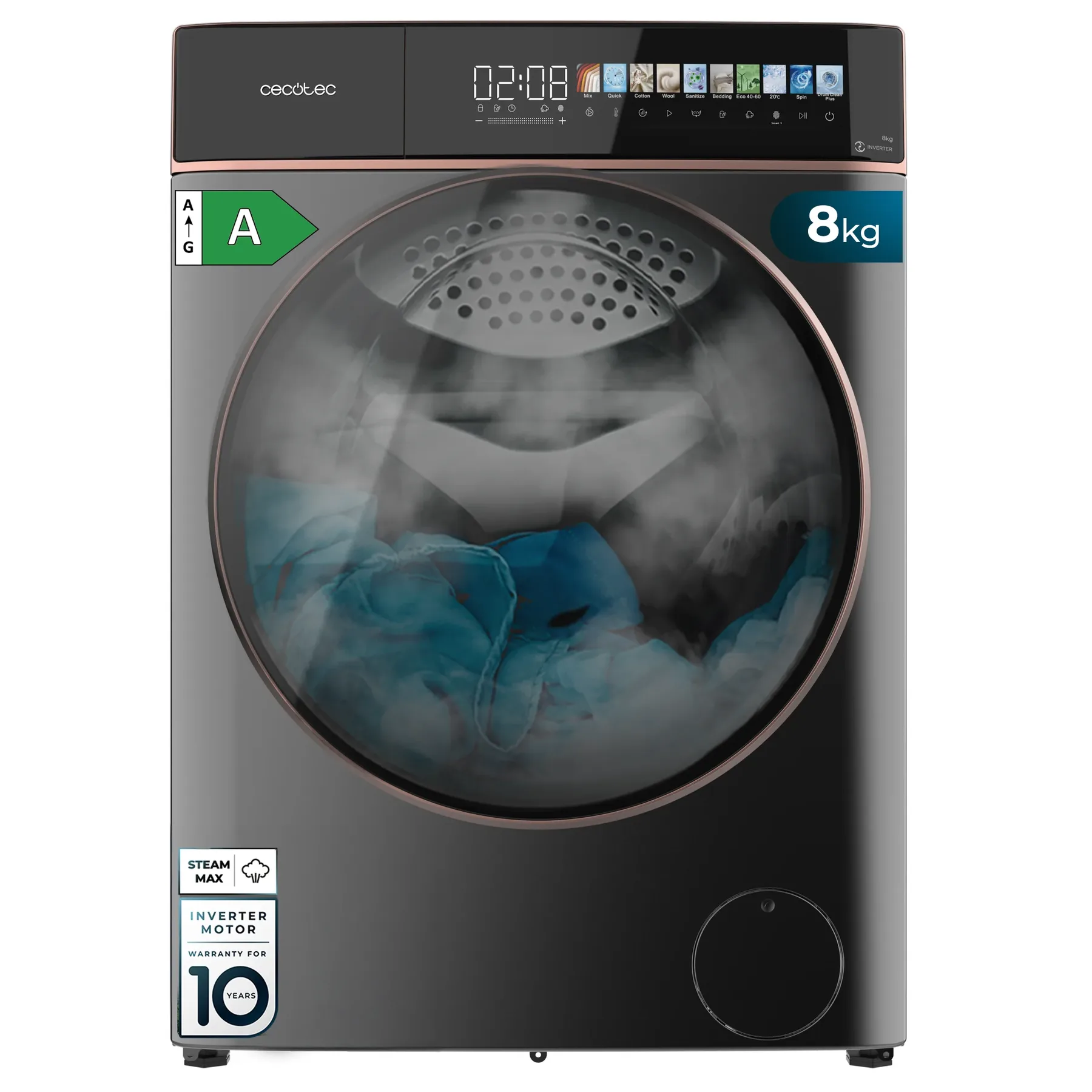 bolero wash&dry 85900 inverter steel 60x52x84,7 cm Lave-linge Cecotec Bolero Wash&Dry 85900 Inverter Steel