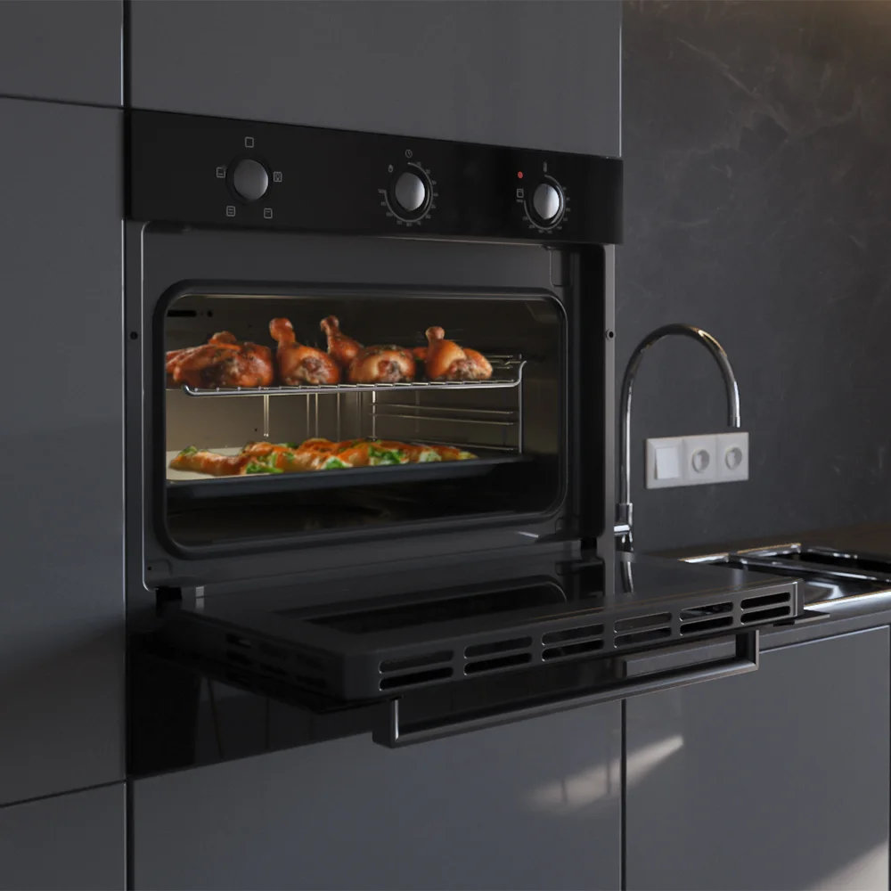 bolero hexa c134500 glass black a 45x59,5x54 cm Fours conventionnels Cecotec Bolero Hexa C134500 Glass Black A