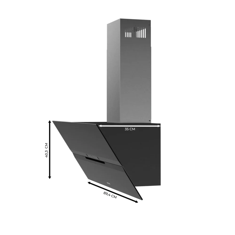 bolero flux dt 908010 glass black a++ 90 de ancho Hottes décoratives Cecotec Bolero Flux DT 908010 Glass Black A++