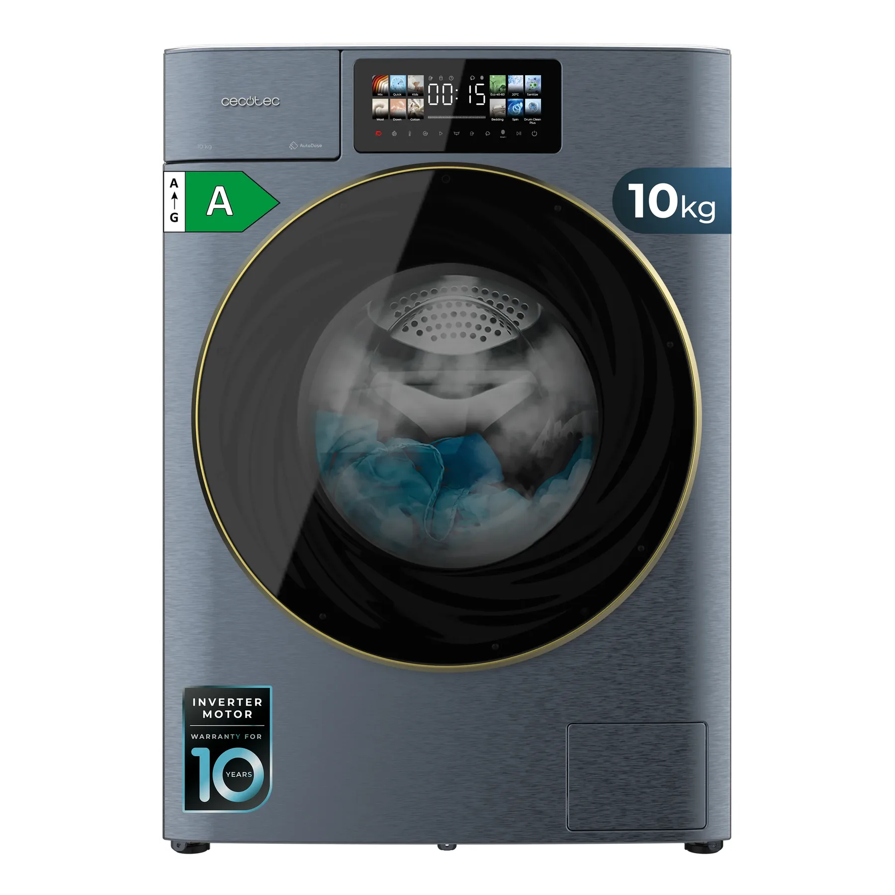 bolero wash&dry 106950 autodose inverter 3d titanium 60x57,7x84,7 cm Lave-linge Cecotec Bolero Wash&Dry 106950 Autodose Inverter 3D Titanium