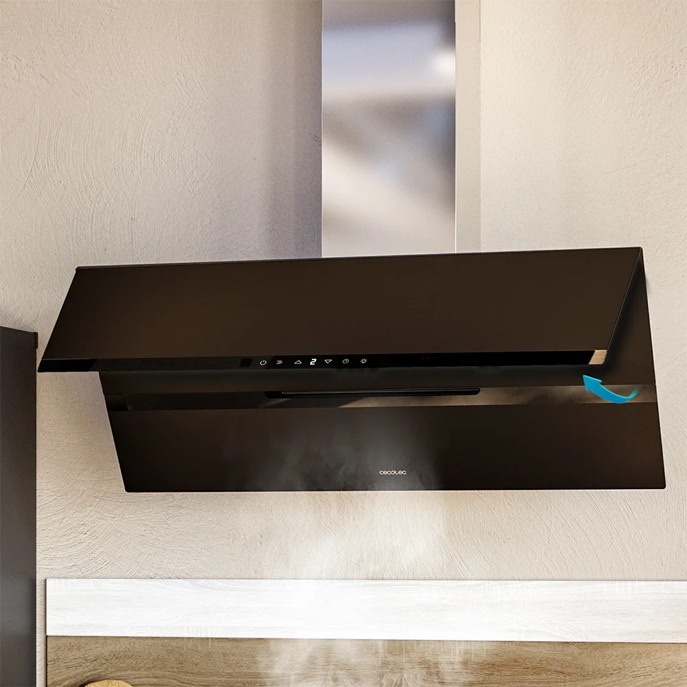 bolero flux dt 908010 glass black a++ 90 de ancho Hottes décoratives Cecotec Bolero Flux DT 908010 Glass Black A++