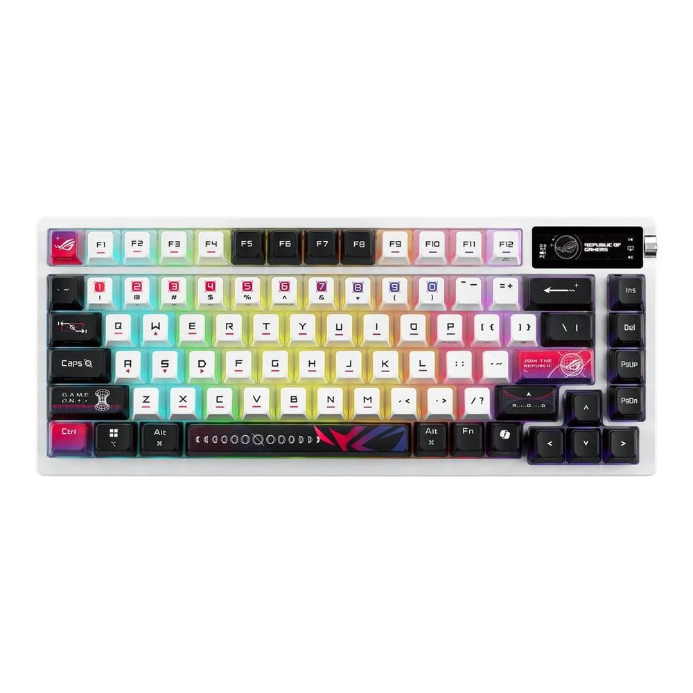 Clavier gaming Asus rog azoth nx sans fil rgb blanc ingles – vue produit 1 clavier gaming asus rog azoth nx sans fil rgb blanc ingles