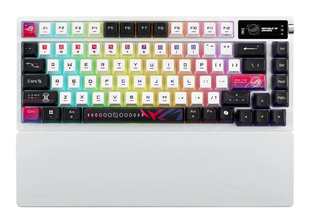 Clavier gaming Asus rog azoth nx sans fil rgb blanc ingles – vue produit 3 clavier gaming asus rog azoth nx sans fil rgb blanc ingles