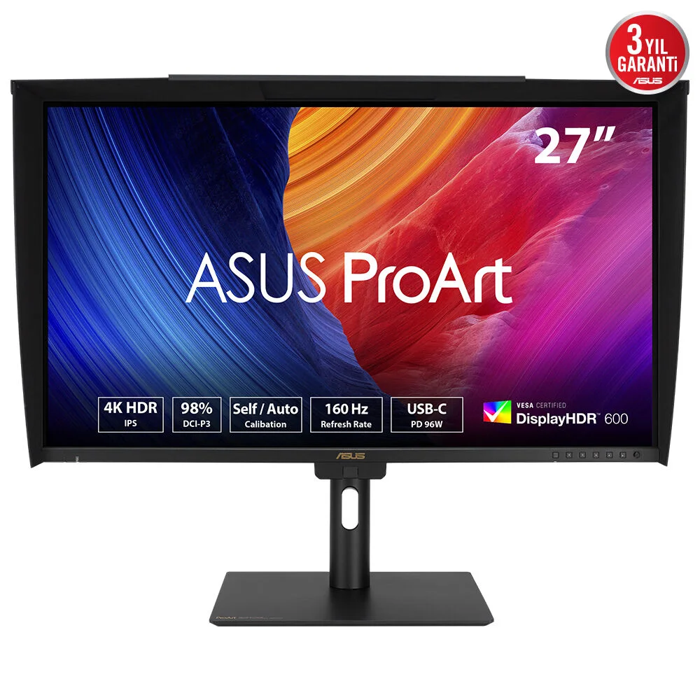 Moniteur LED 27 pouces Asus proart pa27ucge IPS – 4k uhd – dp – HDMI – USB-C – 160hz – 1ms – vesa 100x100 – vue produit 1 moniteur led 27 pouces asus proart pa27ucge ips – 4k uhd – dp – hdmi – usb c – 160hz – 1ms – vesa 100x100