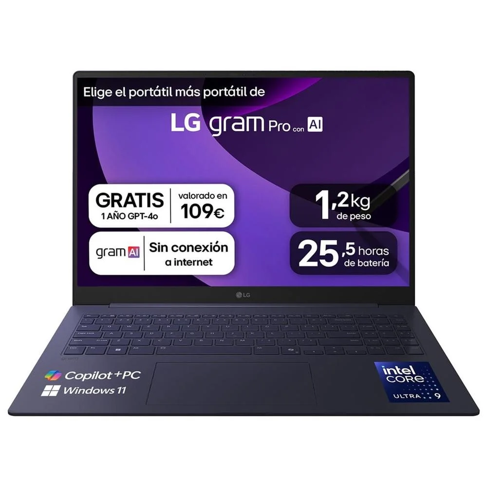 Ordinateur portable lg gram pro 16z90ts ? g Intel Core Ultra 9 288V ? vue produit 1 ordinateur portable lg gram pro 16z90ts ? g intel core ultra 9 288v