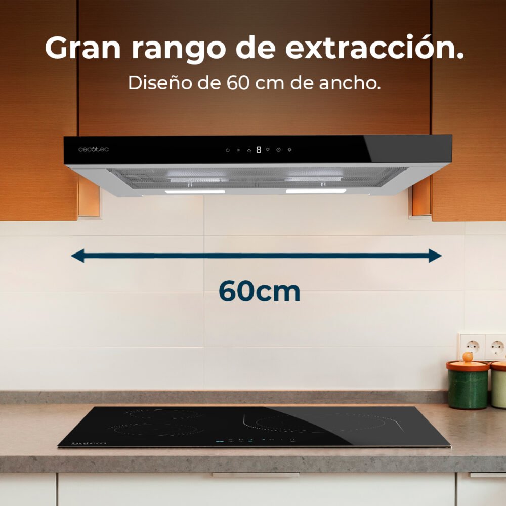 hotte aspirante en t cecotec bolero flux tlt 605500 glass black